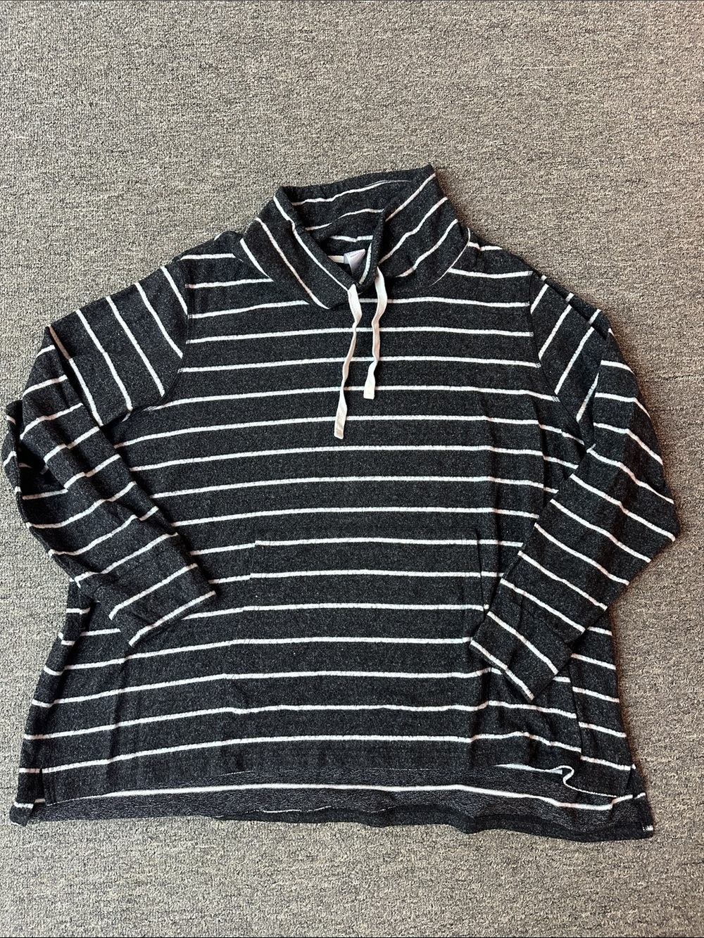 Striped Black and White Funnel Neck Women's Sweater